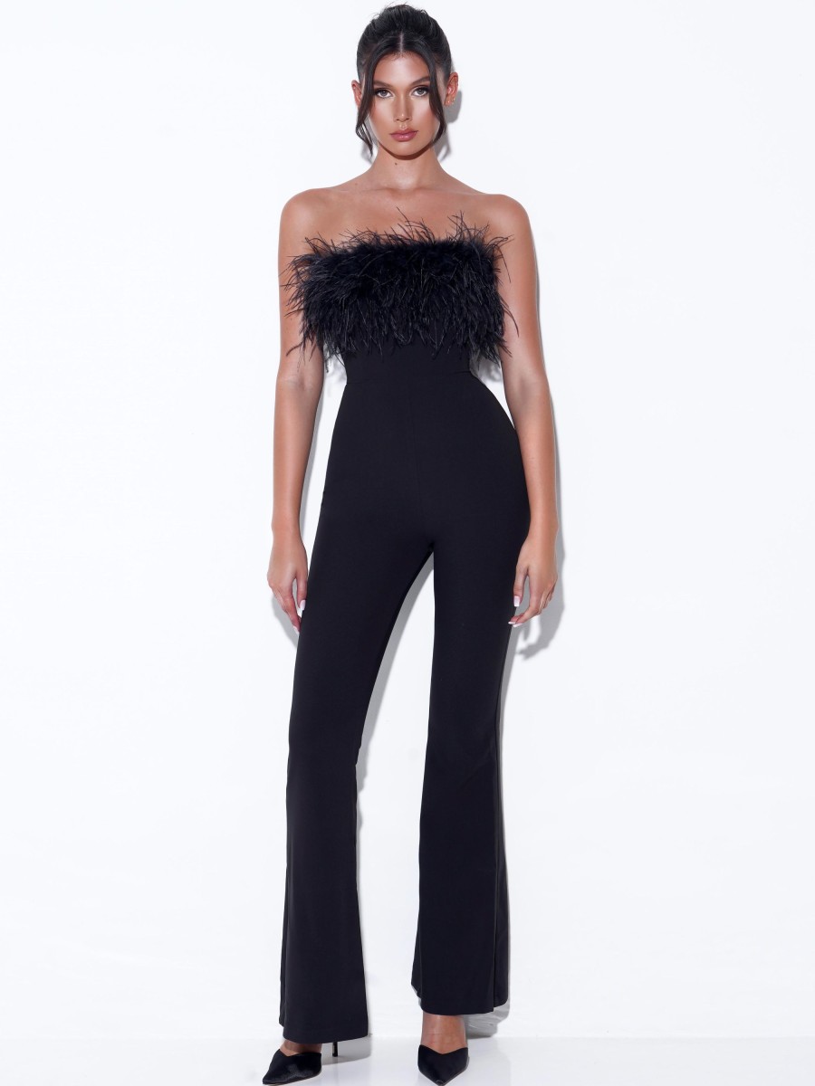 Jumpsuits Miss Circle | Kylan Black Feather Jumpsuit