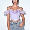 Corsets Miss Circle | Oralia Lavender Feather Trim Corset Top