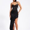 Dresses Miss Circle | Zaira Black Lace Satin Corset Dress