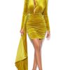 Dresses Miss Circle | Gracyn Gold Cutout Long Sleeve Draping Velvet Dress