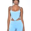 Tops Miss Circle | Tristyn Baby Blue Crystal Strap Corset Top