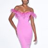 Dresses Miss Circle | Ophelia Fuchsia Feather Corset Dress