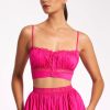 Lace Miss Circle | Maya Fuchsia Cotton Poplin Top With Lace Trim