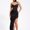 Corsets Miss Circle | Zaira Black Lace Satin Corset Dress