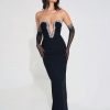 Dresses Miss Circle | Ivanna Black Crystal Embellished Maxi Dress