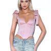 Tops Miss Circle | Teyana Pink Satin Corset Top