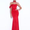 Dresses Miss Circle | Ivona Red Halter Neck Double Duchess Satin Gown