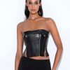 Tops Miss Circle | Merlina Black Vegan Leather Bustier Top