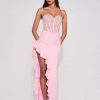 Lace Miss Circle | Junia Pink Lace Corset Maxi Dress