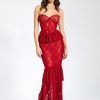 Dresses Miss Circle | Quennell Burgundy Lace Corset Maxi Dress