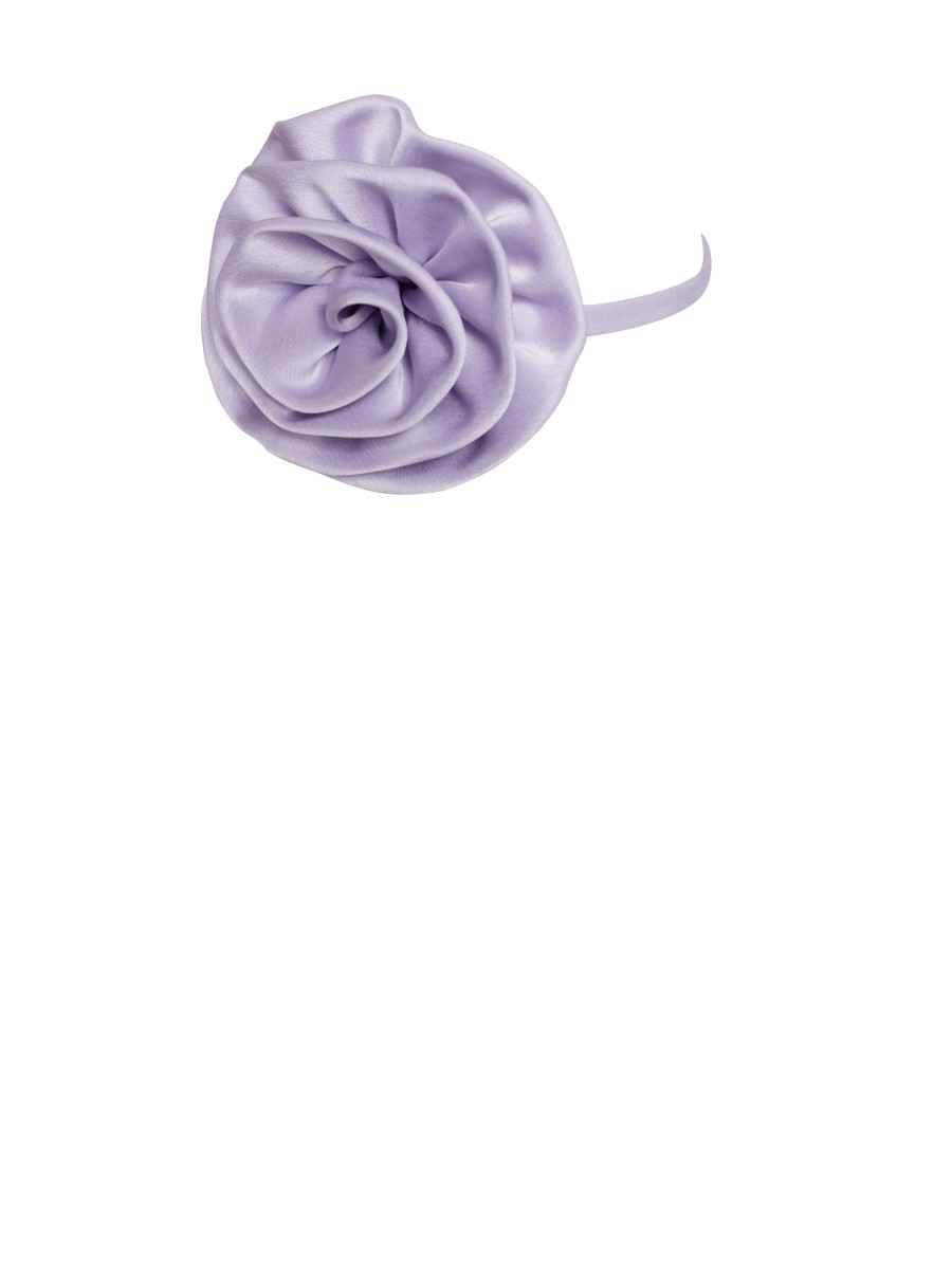 Accessories Miss Circle | Vida Light Orchid Satin Rose Flower Choker