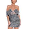 Corsets Miss Circle | Weston Silver Sequin Off Shoulder Corset Dress