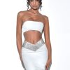 Tops Miss Circle | Uriel White Crop Top With Crystal Strap