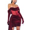 Zaira Black Lace Satin Corset Dress Miss Circle | Irisa Burgundy Draping Off Shoulder Corset Dress