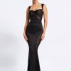 Lace Miss Circle | Umica Black Lace And Satin Maxi Dress