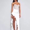 Dresses Miss Circle | Junia White Lace Corset Maxi Dress