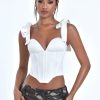 Tops Miss Circle | Teyana White Satin Corset Top