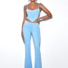 Bottoms Miss Circle | Tova Baby Blue Crystal Waist Strap Flare Pants