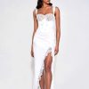 Lace Miss Circle | Freddie White Lace Satin Maxi Corset Dress