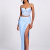 Dresses Miss Circle | Addison Baby Blue Corset Cutout Satin Gown