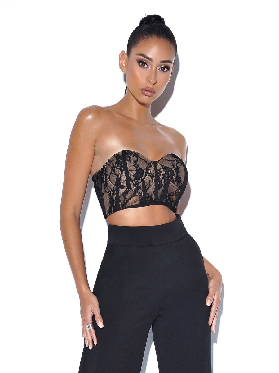 Lace Miss Circle | New Romantics Black Lace Corset Top