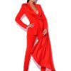 Bottoms Miss Circle | Vayla Red Skinny Fit Crepe Trousers