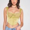 Tops Miss Circle | Everly Olive Lace Satin Corset Top