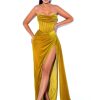 Corsets Miss Circle | Priya Gold Draping Corset High Slit Velvet Gown