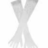 Accessories Miss Circle | Izzy White Crystal Opera-Length Gloves