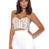 Tops Miss Circle | New Romantics White Lace Corset Top