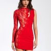 Lace Miss Circle | Xenia Red Lace Sleeve Mini Dress