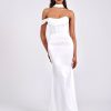 Gowns Miss Circle | Ivona White Halter Neck Double Duchess Satin Gown