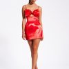 Dresses Miss Circle | Xyla Red Satin Bow Mini Dress