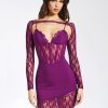 Dresses Miss Circle | Elsie Purple Lace And Crepe Mini Dress