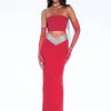 Dresses Miss Circle | Fraida Maroon Crystal Cutout Maxi Dress