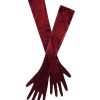 Accessories Miss Circle | Ozella Burgundy Velvet Opera-Length Gloves