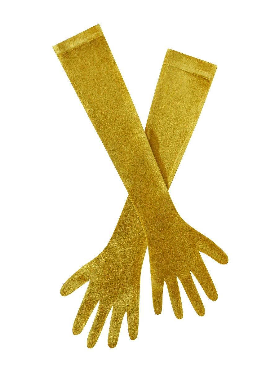 Accessories Miss Circle | Ozella Gold Velvet Opera-Length Gloves