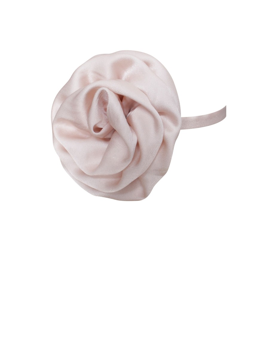 Accessories Miss Circle | Vida Beige Satin Rose Flower Choker