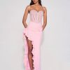 Corsets Miss Circle | Junia Pink Lace Corset Maxi Dress