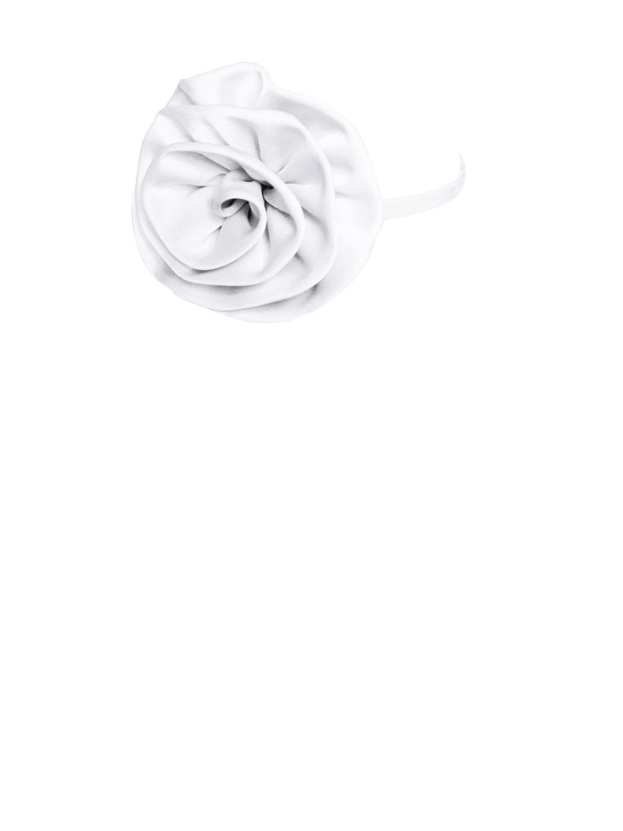 Accessories Miss Circle | Vida White Satin Rose Flower Choker