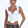 Corsets Miss Circle | Teyana White Satin Corset Top