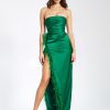 Dresses Miss Circle | Perrin Emerald Green Feather Dress High Slit Gown