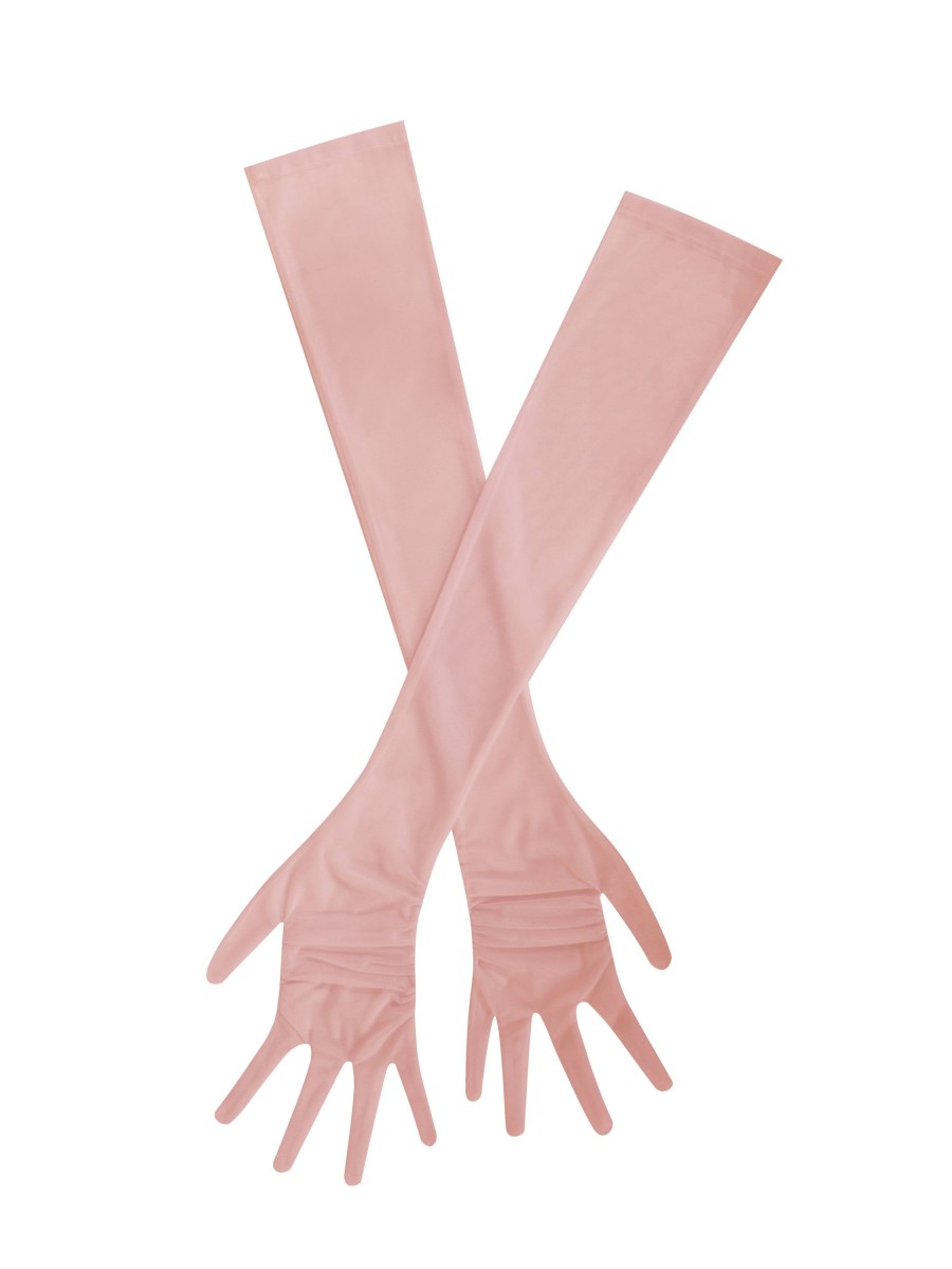 Accessories Miss Circle | Qira Blush Mesh Opera-Length Gloves