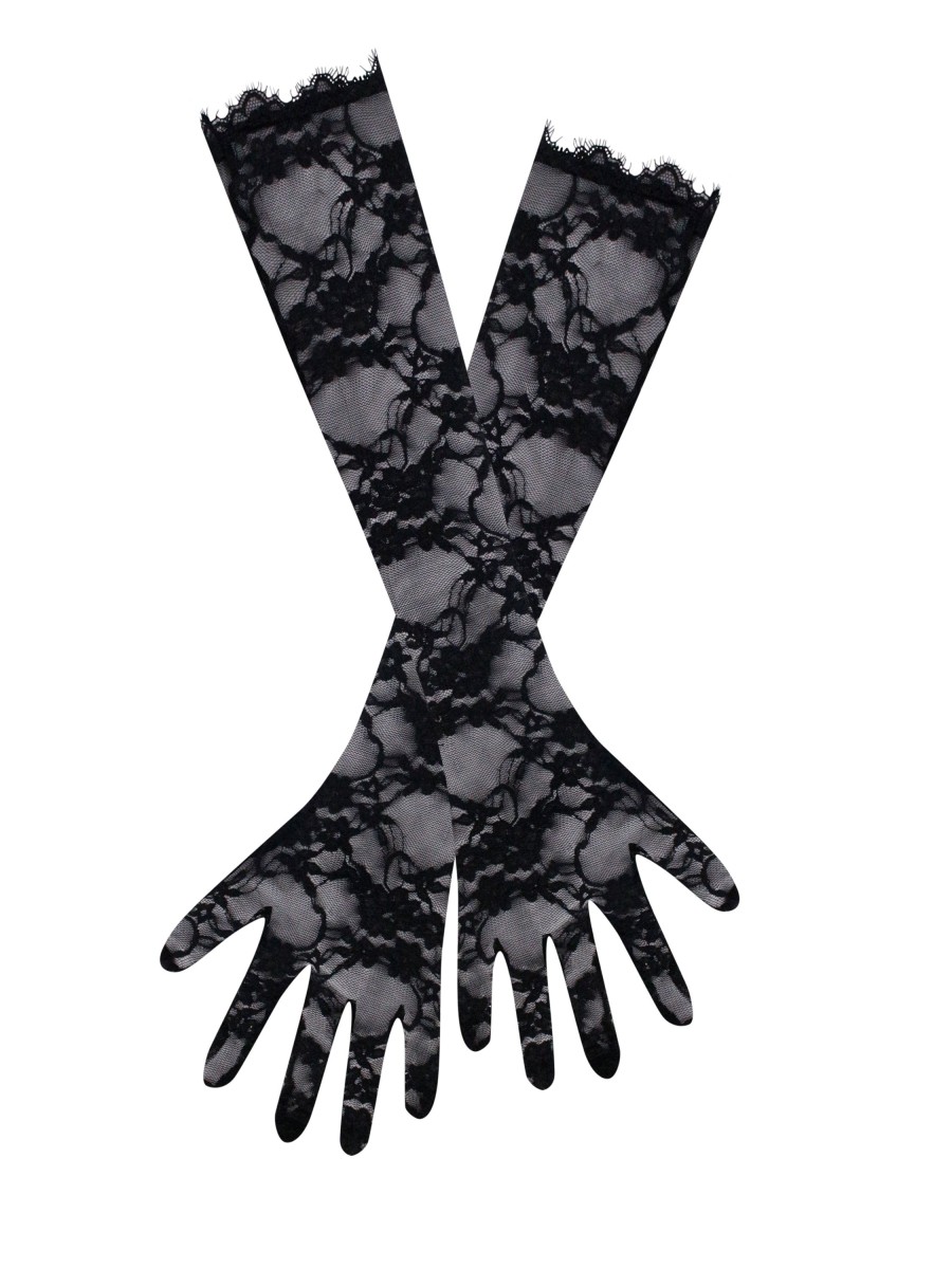 Accessories Miss Circle | Rae Black Lace Opera-Length Gloves