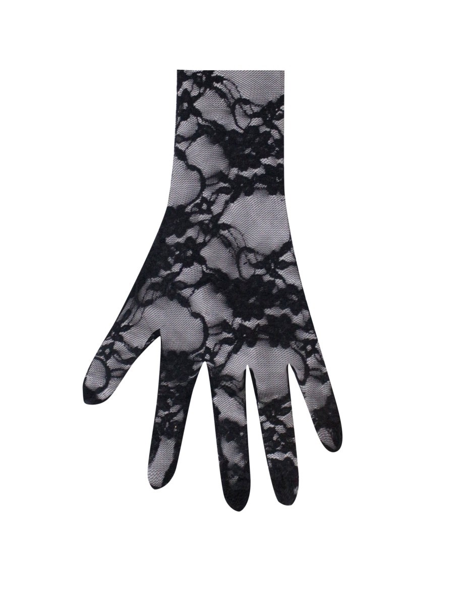 Accessories Miss Circle | Rae Black Lace Opera-Length Gloves